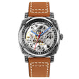 SKMEI 9271 Stainless Steel Buckle Leather Strap Waterproof Mechanical Watch(Brown) - free shipping - PMC TechLife - Order now!