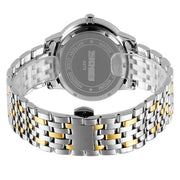 SKMEI 9272 Stainless Steel Buckle Strap Water-resistant Quartz Watch Women(Silver Shell Black Surface)