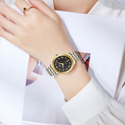 SKMEI 9272 Stainless Steel Buckle Strap Water-resistant Quartz Watch Women(Silver Shell Silver Surface)