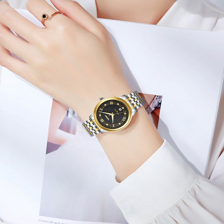 SKMEI 9272 Stainless Steel Buckle Strap Water-resistant Quartz Watch Women(Silver Shell Silver Surface)