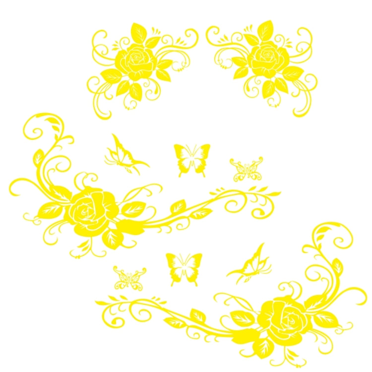 2 PCS/Set D-72 Butterfly Love Flower Pattern Car Modified Decorative Sticker(Yellow) - free shipping - PMC TechLife - Order now!