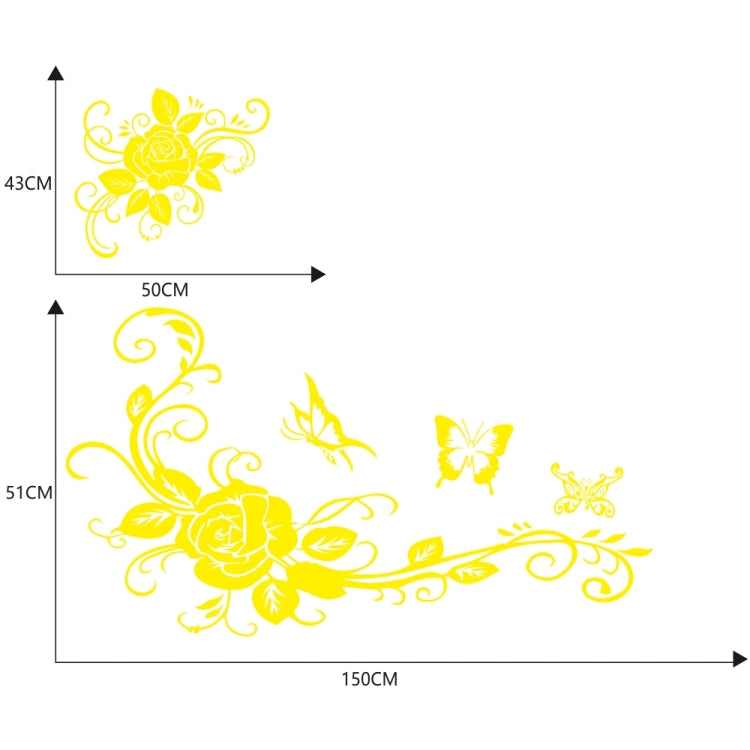 2 PCS/Set D-72 Butterfly Love Flower Pattern Car Modified Decorative Sticker(Yellow) - free shipping - PMC TechLife - Order now!