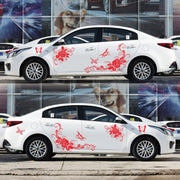 2 PCS/Set D-72 Butterfly Love Flower Pattern Car Modified Decorative Sticker(Red)
