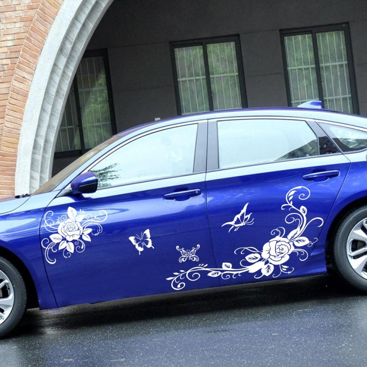 2 PCS/Set D-72 Butterfly Love Flower Pattern Car Modified Decorative Sticker(White) - Decorative Sticker by PMC TechLife | Online Shopping South Africa | PMC TechLife | Buy Now Pay Later Mobicred