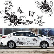 2 PCS/Set D-72 Butterfly Love Flower Pattern Car Modified Decorative Sticker(White)