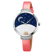 SKMEI 9279 Stainless Steel Buckle Genuine Leather Strap Water-resistant Quartz Watch(Pink)