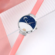 SKMEI 9279 Stainless Steel Buckle Genuine Leather Strap Water-resistant Quartz Watch(Blue)