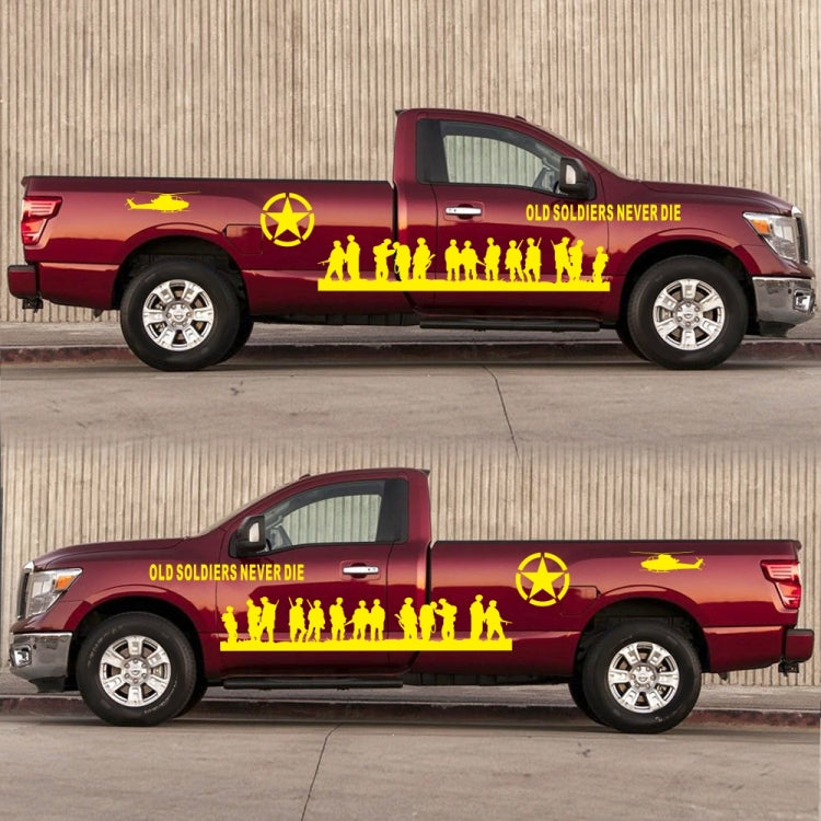 2 PCS/Set D-84 Old Soldiers Pattern Car Modified Decorative Sticker(Yellow)
