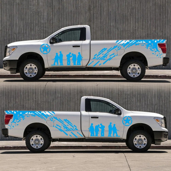 2 PCS/Set D-123 Soldiers Pattern Car Modified Decorative Sticker(Blue)