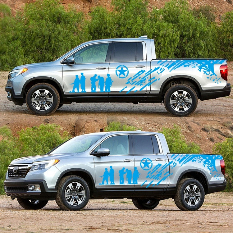 2 PCS/Set D-123 Soldiers Pattern Car Modified Decorative Sticker(Blue)