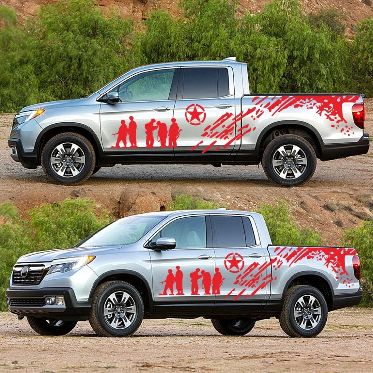 2 PCS/Set D-123 Soldiers Pattern Car Modified Decorative Sticker(Red)