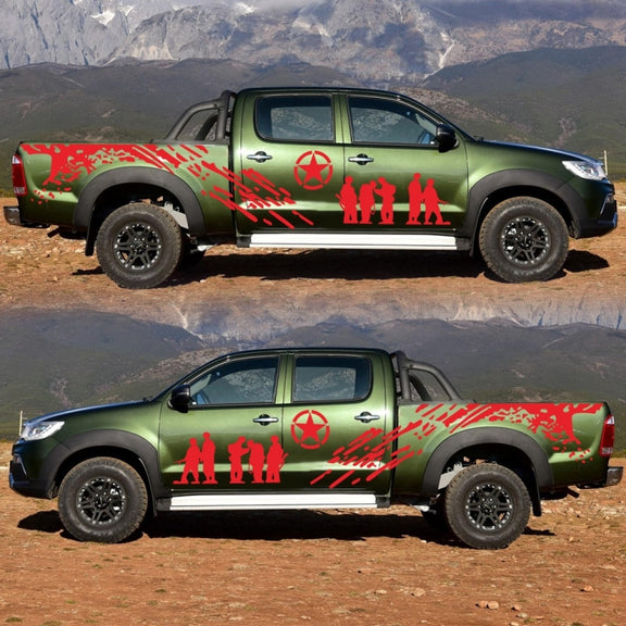 2 PCS/Set D-123 Soldiers Pattern Car Modified Decorative Sticker(Red)