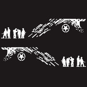 2 PCS/Set D-123 Soldiers Pattern Car Modified Decorative Sticker(White)