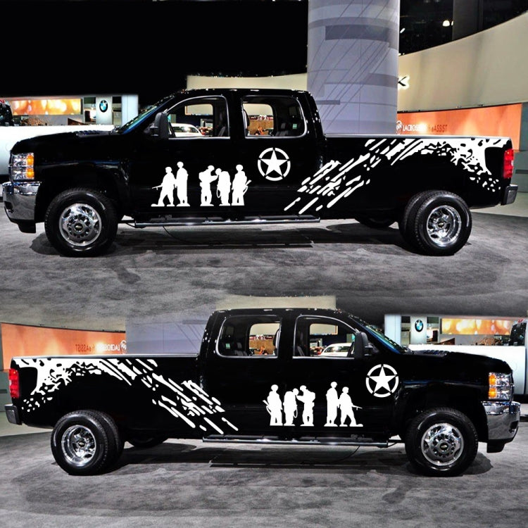 2 PCS/Set D-123 Soldiers Pattern Car Modified Decorative Sticker(White)