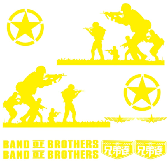 2 PCS/Set D-135 Band of Brothers Pattern Car Modified Decorative Sticker(Yellow)