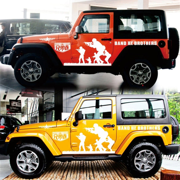2 PCS/Set D-135 Band of Brothers Pattern Car Modified Decorative Sticker(White)