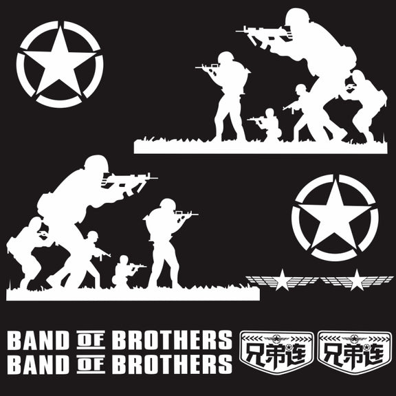 2 PCS/Set D-135 Band of Brothers Pattern Car Modified Decorative Sticker(White)