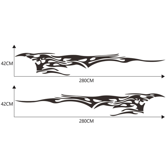 2 PCS/Set D-144 Fire Element Pattern Car Modified Decorative Sticker(Black)