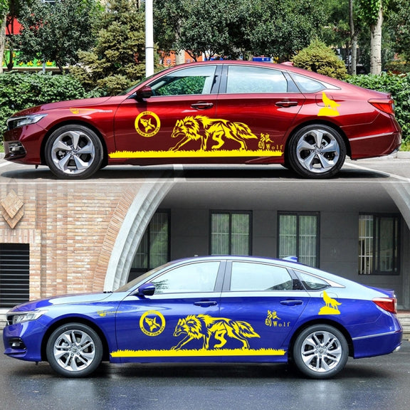 2 PCS/Set D-180 Wolf Totem Pattern Car Modified Decorative Sticker(Yellow)