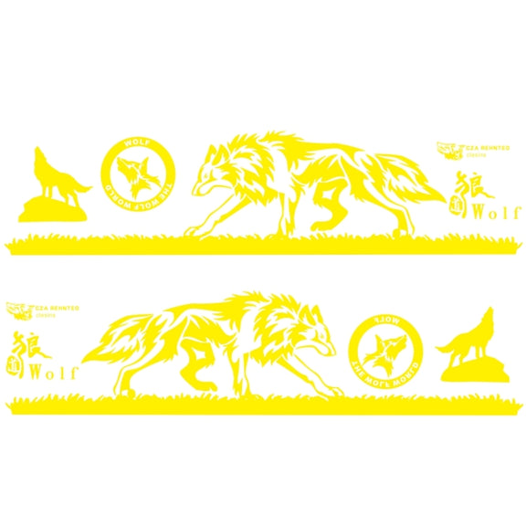2 PCS/Set D-180 Wolf Totem Pattern Car Modified Decorative Sticker(Yellow)