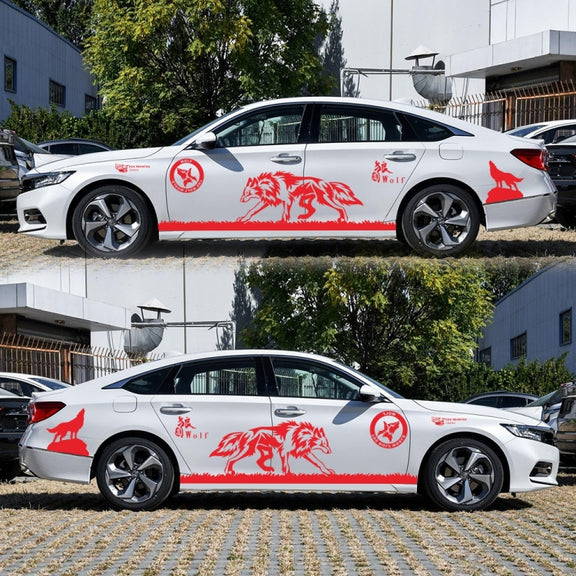 2 PCS/Set D-180 Wolf Totem Pattern Car Modified Decorative Sticker(Red)