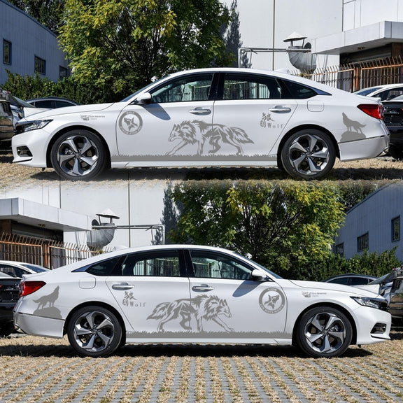 2 PCS/Set D-180 Wolf Totem Pattern Car Modified Decorative Sticker(Light Grey)