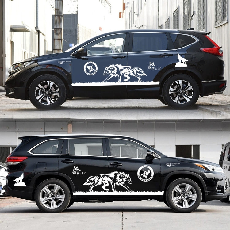 2 PCS/Set D-180 Wolf Totem Pattern Car Modified Decorative Sticker(White)