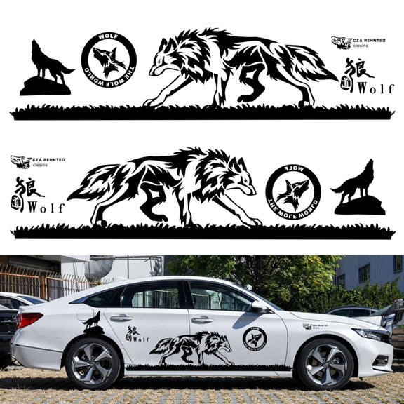 2 PCS/Set D-180 Wolf Totem Pattern Car Modified Decorative Sticker(Black)