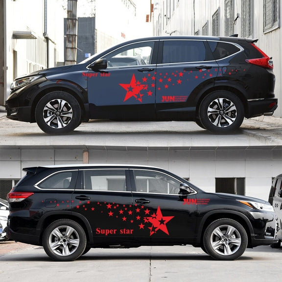 2 PCS/Set D-207 Star Pattern Car Modified Decorative Sticker(Red)