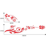 2 PCS/Set D-251 Butterfly Love Flowers Pattern Car Modified Decorative Sticker(Red)
