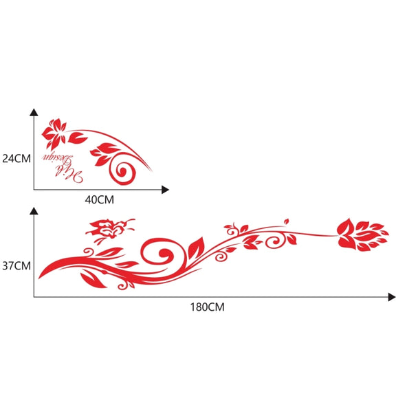 2 PCS/Set D-251 Butterfly Love Flowers Pattern Car Modified Decorative Sticker(Red)