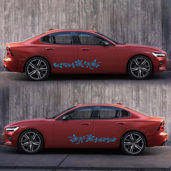 2 PCS/Set D-378 Flower Totem Pattern Car Modified Decorative Sticker(Blue)