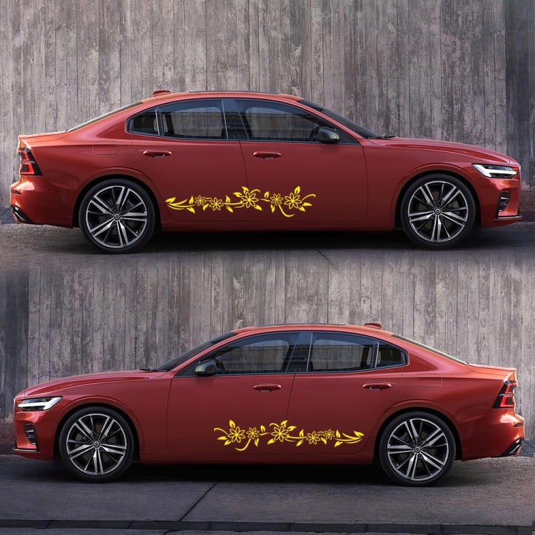 2 PCS/Set D-378 Flower Totem Pattern Car Modified Decorative Sticker(Yellow)