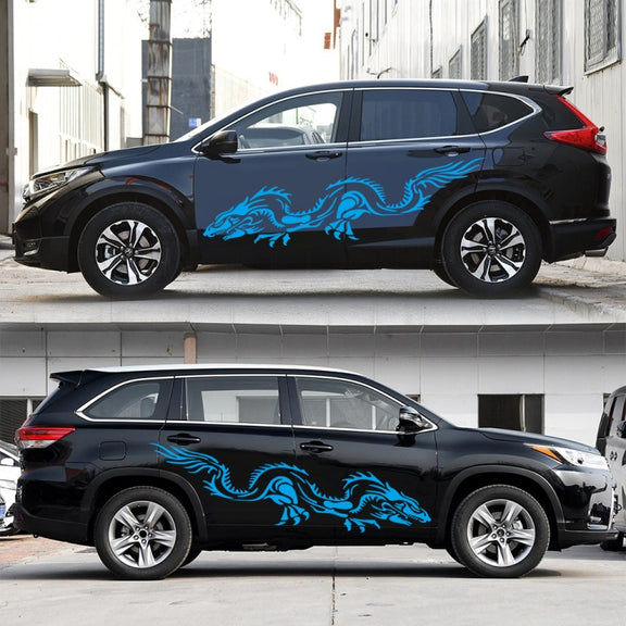 2 PCS/Set D-418 Dragon Totem Tribe Pattern Car Modified Decorative Sticker(Blue)