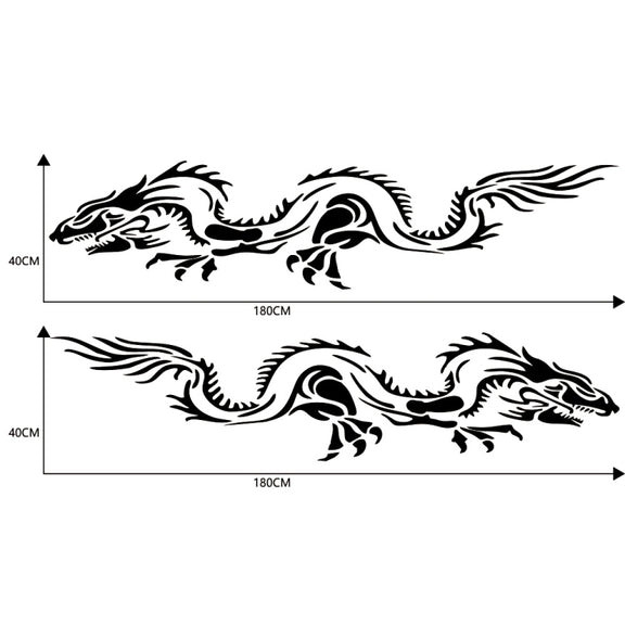 2 PCS/Set D-418 Dragon Totem Tribe Pattern Car Modified Decorative Sticker(Black)