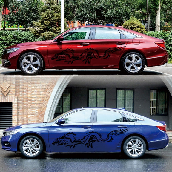 2 PCS/Set D-418 Dragon Totem Tribe Pattern Car Modified Decorative Sticker(Black)