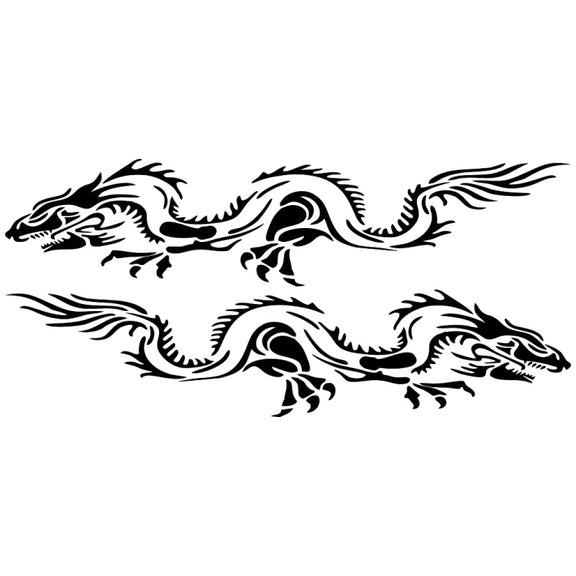 2 PCS/Set D-418 Dragon Totem Tribe Pattern Car Modified Decorative Sticker(Black)