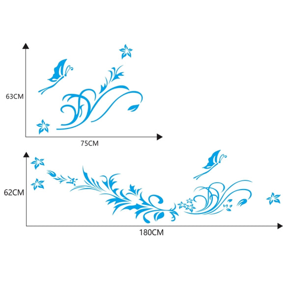 D-462 Butterfly Loves Flowers Pattern Car Modified Decorative Sticker(Blue)