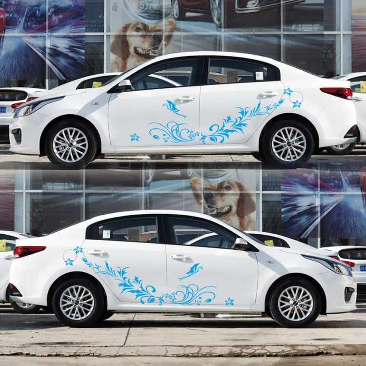 D-462 Butterfly Loves Flowers Pattern Car Modified Decorative Sticker(Blue)