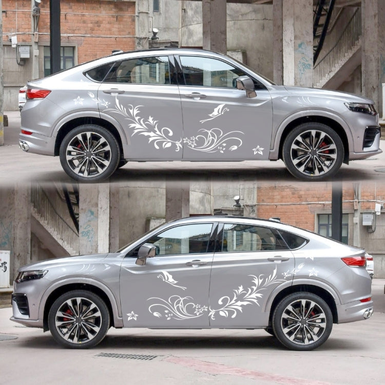 D-462 Butterfly Loves Flowers Pattern Car Modified Decorative Sticker(White)