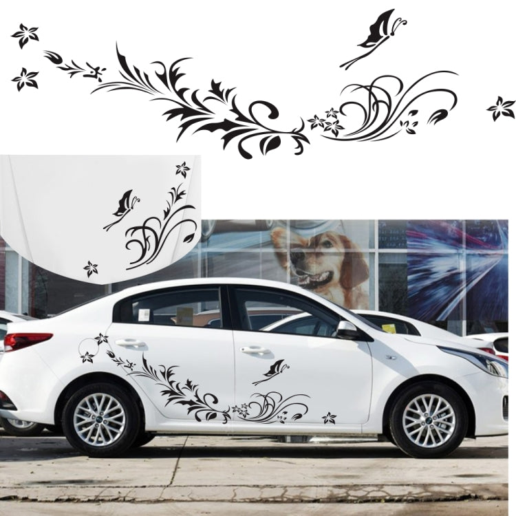 D-462 Butterfly Loves Flowers Pattern Car Modified Decorative Sticker(White)
