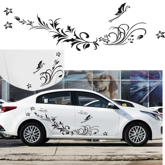 D-462 Butterfly Loves Flowers Pattern Car Modified Decorative Sticker(Red)