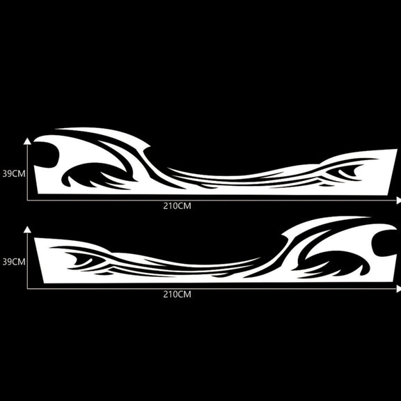 2 PCS/Set D-467 Waves Pattern Car Modified Decorative Sticker(White)