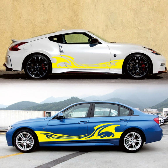 2 PCS/Set D-467 Waves Pattern Car Modified Decorative Sticker(Yellow)