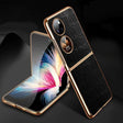For Huawei P50 Pocket Genuine Leather Crocodile Texture Folding Phone Case(Black) - Huawei Cases by PMC TechLife | Online Shopping South Africa | PMC TechLife | Buy Now Pay Later Mobicred