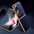 For Huawei P50 Pocket Genuine Leather Crocodile Texture Folding Phone Case(Blue) - Huawei Cases by PMC TechLife | Online Shopping South Africa | PMC TechLife | Buy Now Pay Later Mobicred