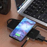V240 12-in-1 Multifunctional USB-C / Type-C 3.1 Male HUB Docking Station(Black)