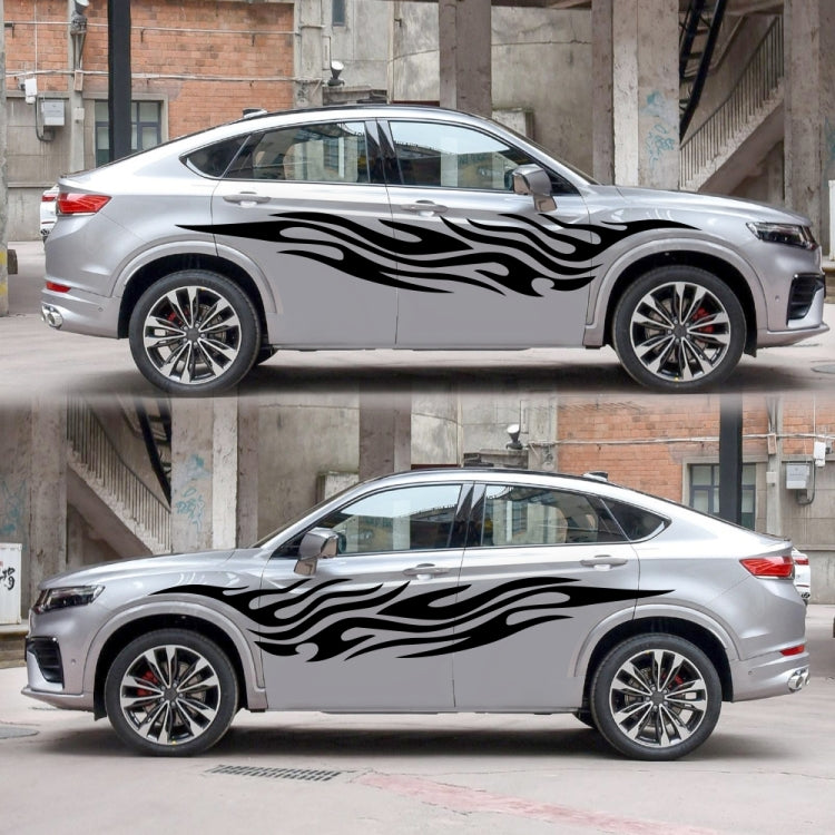 2 PCS/Set D-476 Fire Element Pattern Car Modified Decorative Sticker(Black)