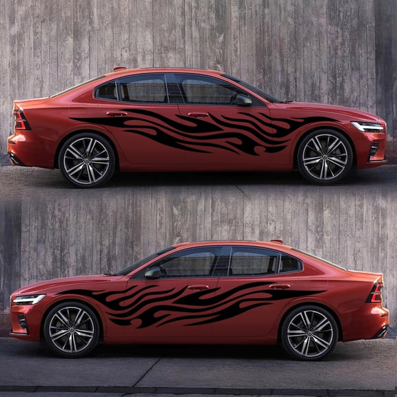 2 PCS/Set D-476 Fire Element Pattern Car Modified Decorative Sticker(Black)