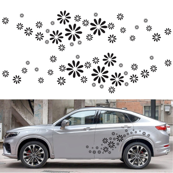 2 PCS/Set D-483 Flower Pattern Car Modified Decorative Sticker(White)